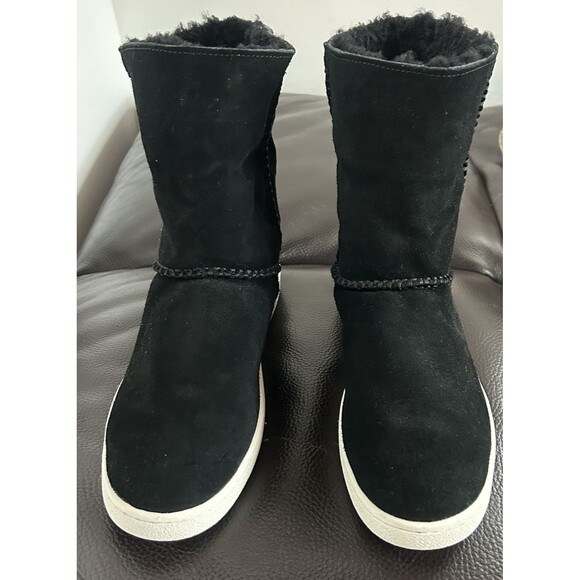 UGG Mika Black Short Ankle Bootie Sneaker Shearling Cuff Boot Suede Size 10 - Picture 10 of 14
